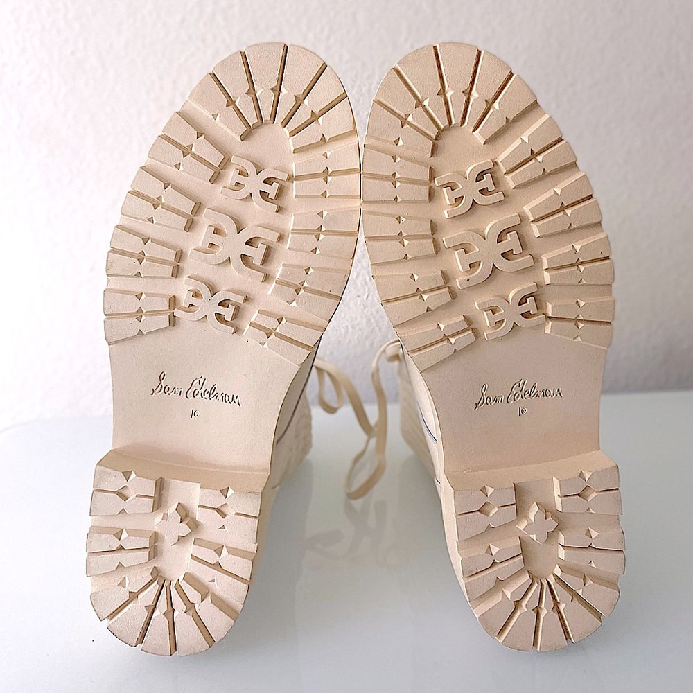SAM EDELMAN “Lydell” Ivory Lug Sole Combat Boots - Picture 12 of 16